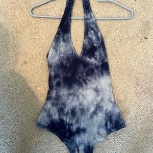 Blue tie dye bodysuit